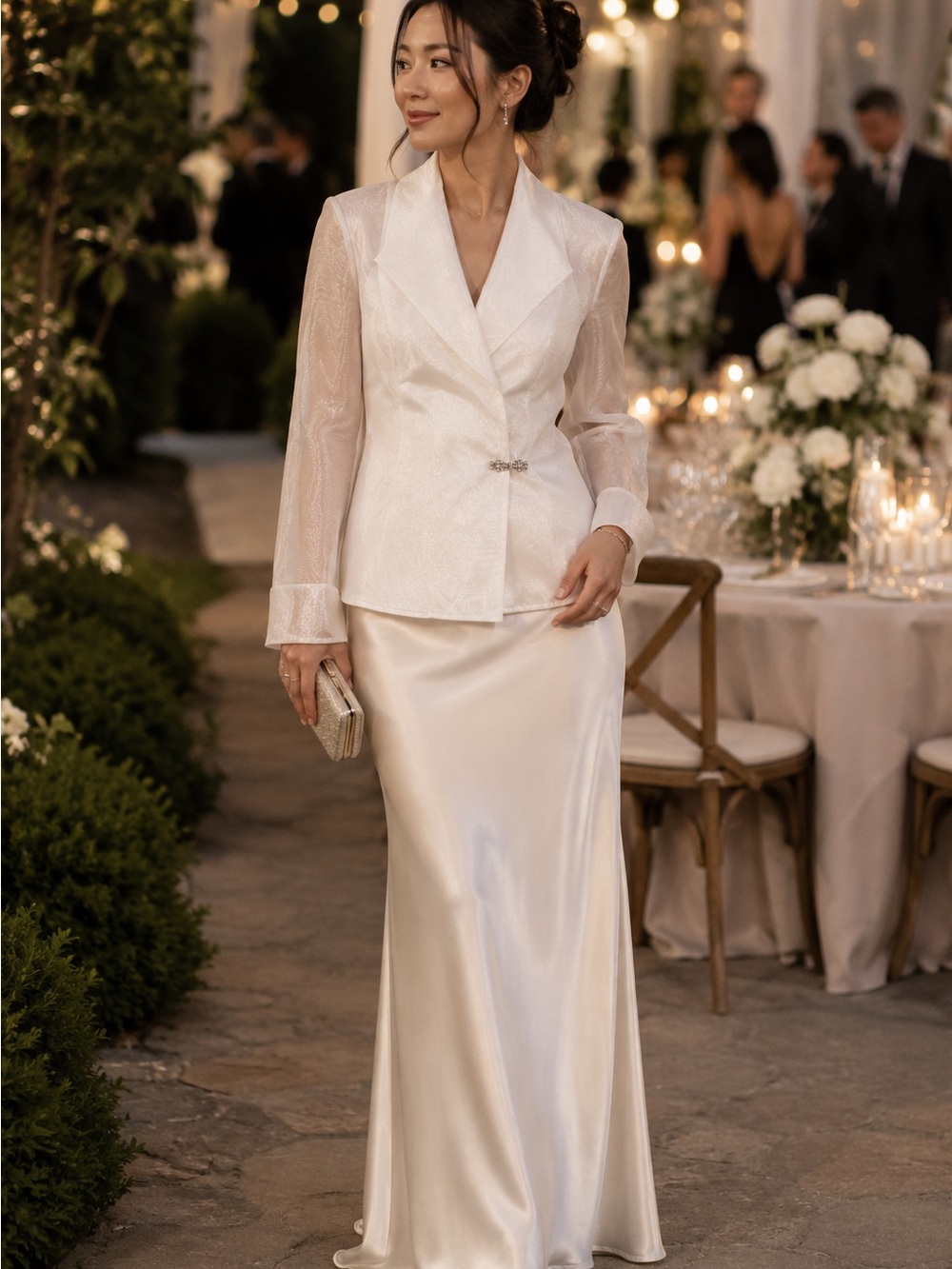 Alex Evenings White Sheer Blouse